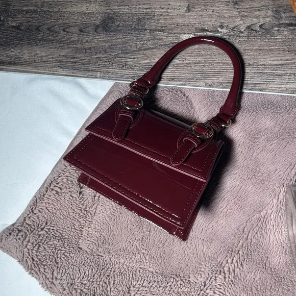 Call It Spring Glossy Burgundy Mini Top-Handle Bag - Picture 3 of 12